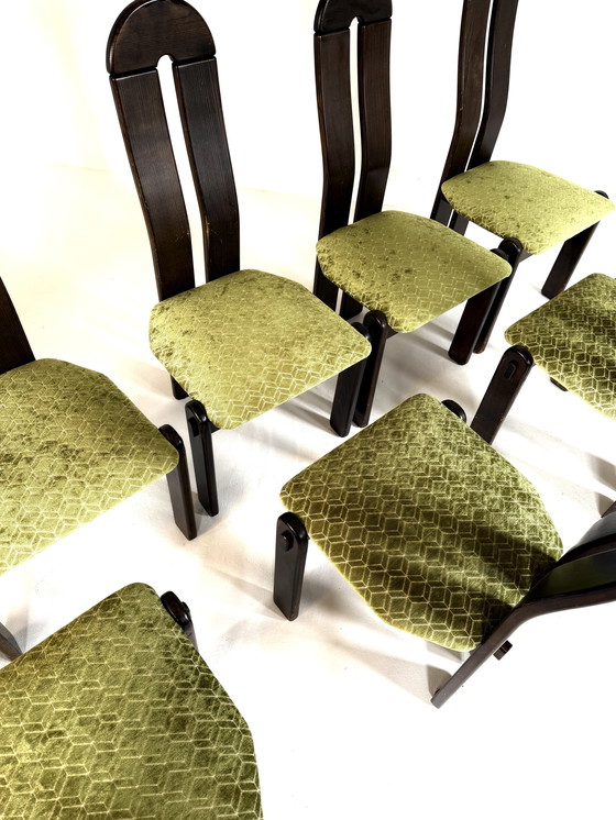 Image 1 of Set di 8 sedie da pranzo brutaliste anni '80