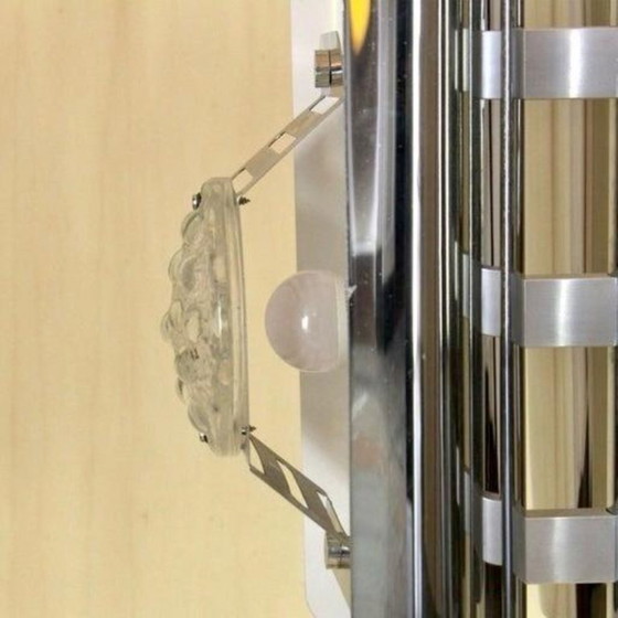 1x 1970s Space Age Chromed Pendant Lamp by AV Mazzega, Murano Glass, Chandeliers, Silver (photo 6 of 11)