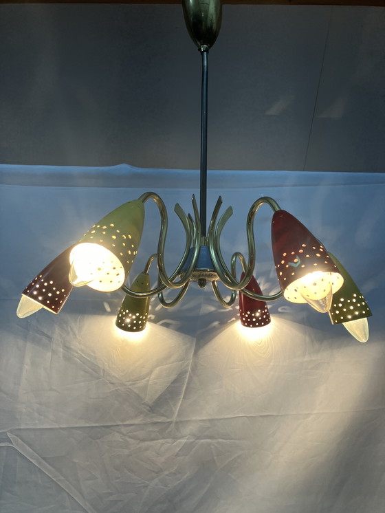 Image 1 of Vintage spider sputnik space age 50s ceiling lamp.