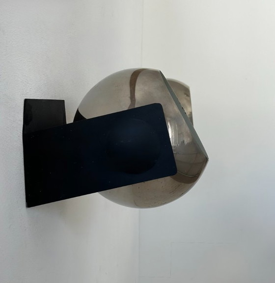 Image 1 of Coppia di applique regolabili, metallo cromato e nero opaco, Francia 1970