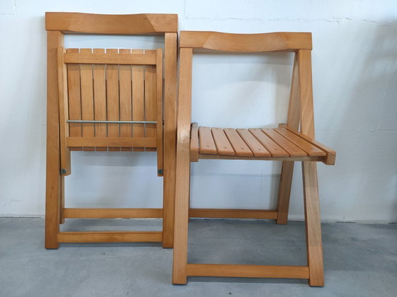 Image 1 of Set van 2 vintage Aldo Jacober model Trieste stijl jaren 60 'caned'houten stoelen