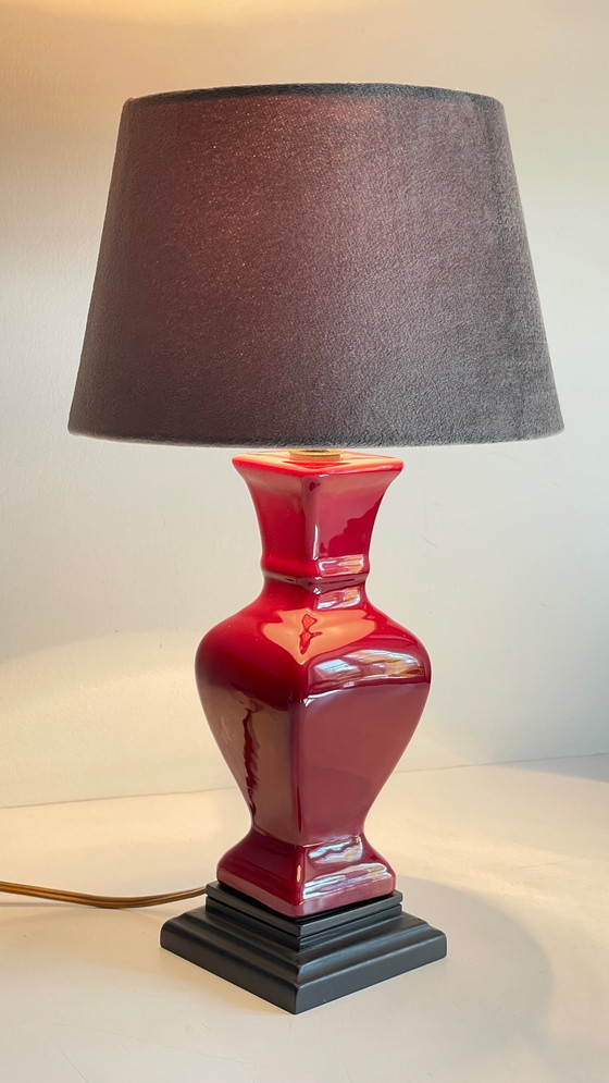 Image 1 of Lampe Chic Céramique Et Velours Vintage