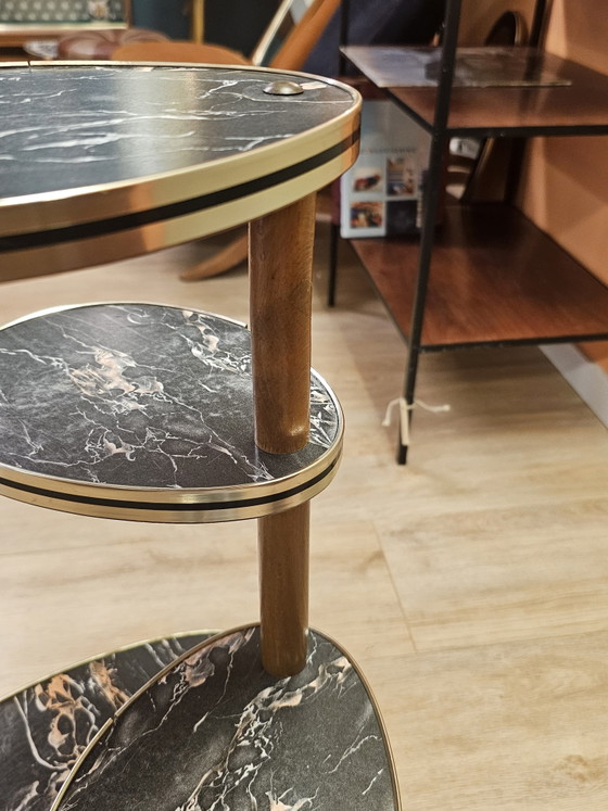 Vintage Plant Table Side Table Small Table Marble – Wood (photo 6 of 10)