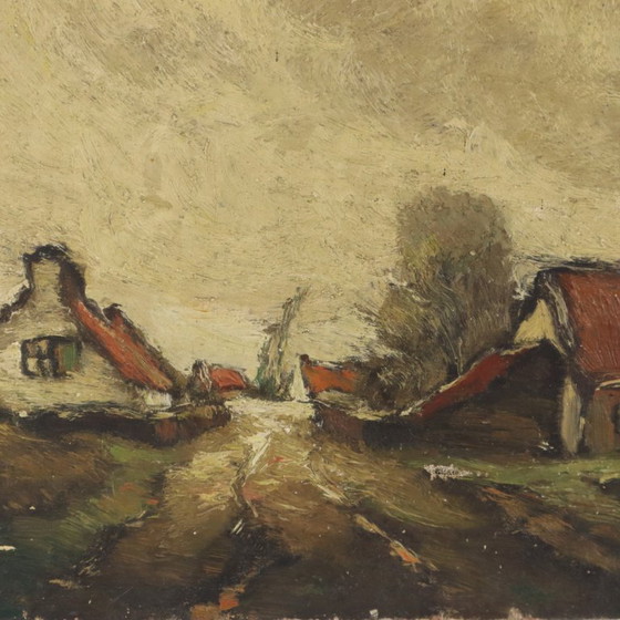 Charming Farm Landscape Painting Signed Wittouck 60x80cm – Paintings & Drawings, Canvas, Vintage (photo 7 of 15)
