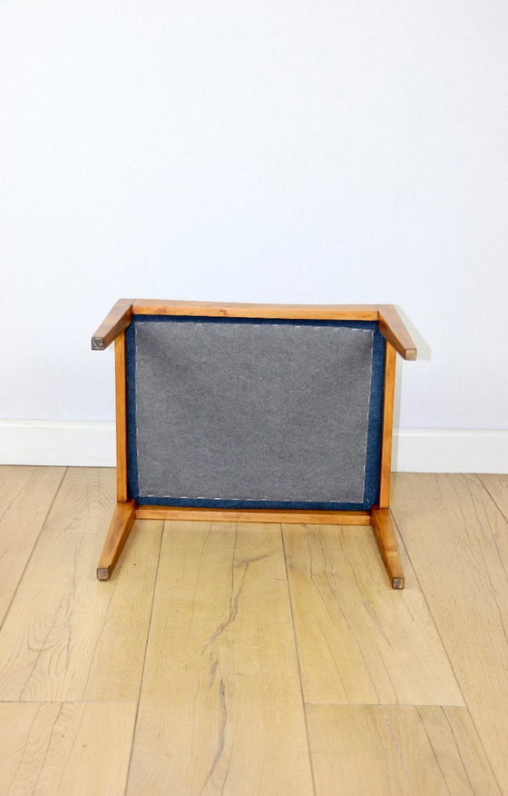 Image 1 of Stool seat navy blue structural fabric Art Deco - 2 pieces available