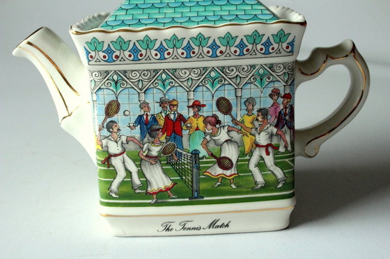 Image 1 of Théière design « Le Match de Tennis » de Sadler, céramique des années 1980