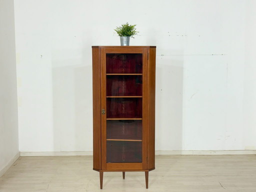 Vintage 60er Jahre Eckschrank | Teakholz Vitrine | Wohnzimmerschrank