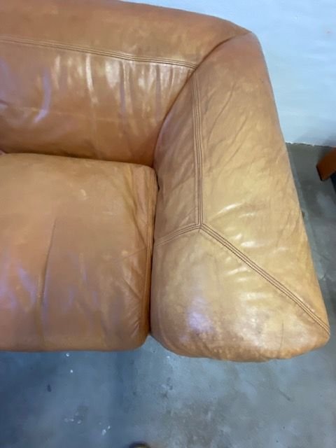 Poltronova Frau Leather Cognac 2-seater Sofa 70s Luigi Massoni, Poltrona Frau, Brown (photo 12 of 15)