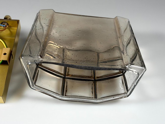 Image 1 of 60er 70er Jahre Wandlampe Wall Sconce Glashütte Limburg Germany Glas & Metall