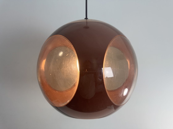 Image 1 of Vintage brown space age lamp Bug Eye pendant lamp 1970s