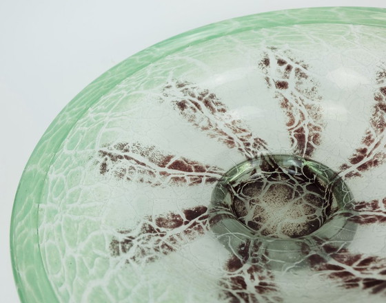 Image 1 of grote WMF art deco ikora glazen KOM karl wiedmann jaren 30 groen en donkerrood