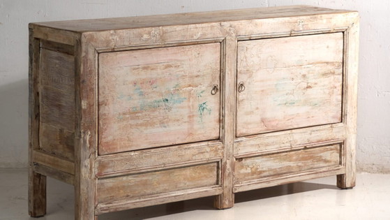Antique painted sideboard in pine wood – China, circa 1900 – Sideboard cabinet, Iron (photo 3 of 40)
