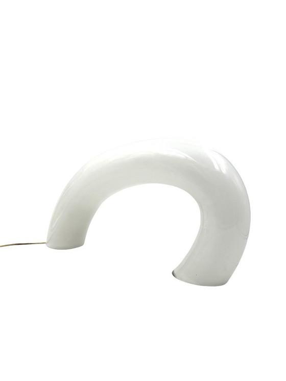 Image 1 of Witte Murano Glas Sculpturale Lamp, Barbini Italië 1970