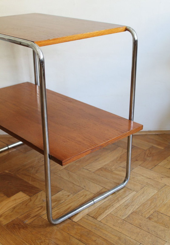 Image 1 of Modernistische bijzettafel van buisvormig staal uit de jaren 30 | Stijl van Marcel Breuer