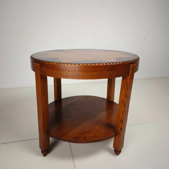 Amsterdamer Schule / Art-Deco-Beistelltisch mit eingelegtem Sternblatt, um 1920 – Beistelltische, Wood (photo 6 of 8)