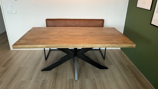 Mango wood dining table with steel legs