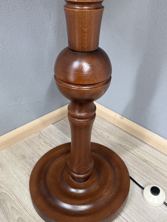 Image 1 of Vintage standing lamp with classic shade and wooden base