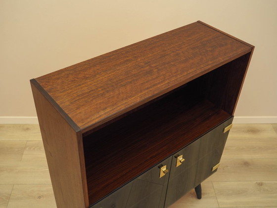 Danish Display Cabinet in Contrasting Veneer with Glass Doors and Black Tapered Legs, 1970s – Bookcases, Wood (photo 7 of 12)