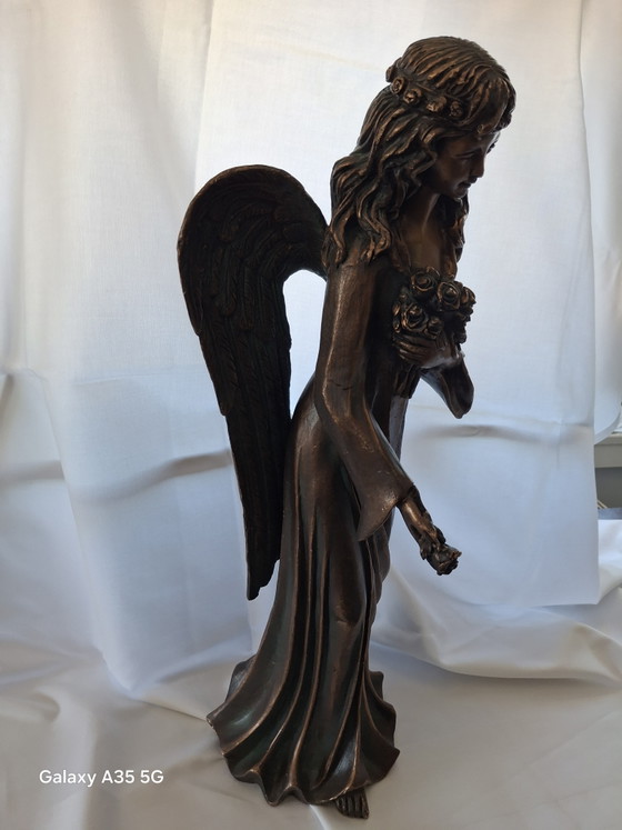 Image 1 of Angelo in bronzo di alta qualità "Amena" Elegante statua da giardino Oggetto decorativo (60 cm, 11 kg)