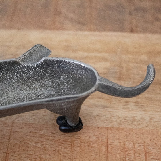 Image 1 of Vintage metal ashtray in the shape of a dachshund/dog