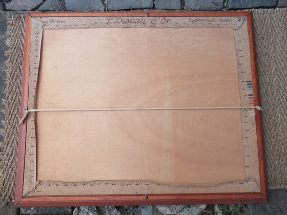 Image 1 of Grande TAPISSERIE ROYAL PARIS " l'oiseau d'or " 79cm x 63cm - JEAN LURCAT - JEAN PICARD LEDOUX