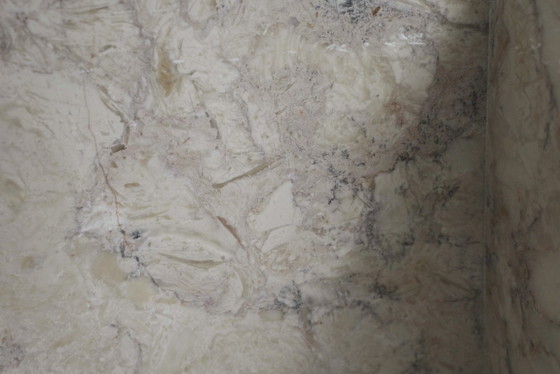 Image 1 of  Vintage Marble Nesting Tables Set of 3, Square Side Tables, Postmodern Solid Fossil Marble Stone Coffee Tables, Modern Accent F