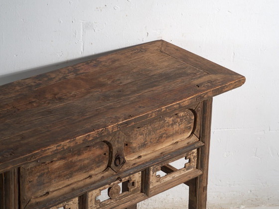 Consolle cinese antica con traforo geometrico – Cina, circa 1900 – Console, Wood, Iron (photo 16 of 40)