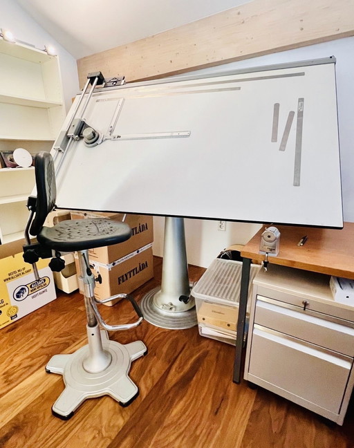 Table à dessin hydraulique Nike, Suède, années 1950