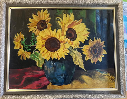 Groot zonnebloemstilleven