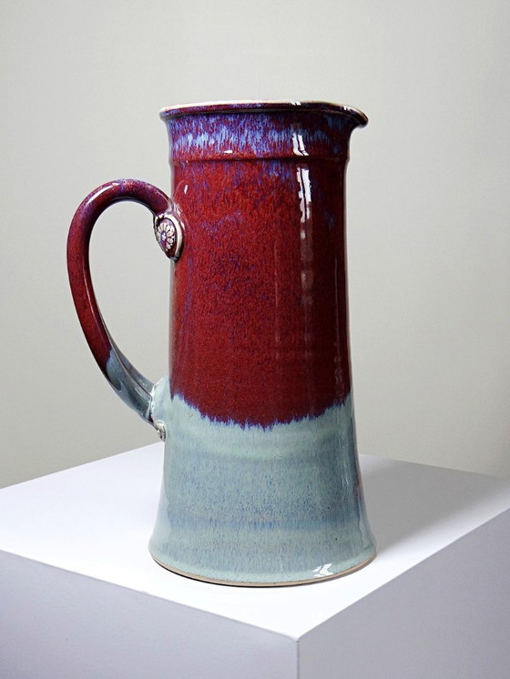 Image 1 of Grand broc grès d'art de lévéjac Michel Goldstyn émail sang de boeuf flammé