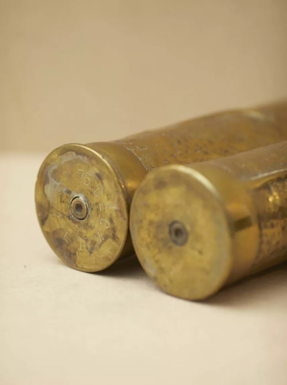 Image 1 of Coppia di vasi Art Déco in ottone vintage, circa 1914