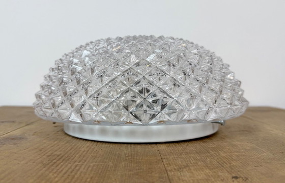 Vintage glazen wand- of plafondlamp uit de jaren 70. – Wandlampen, Glass, Metal (photo 5 of 15)