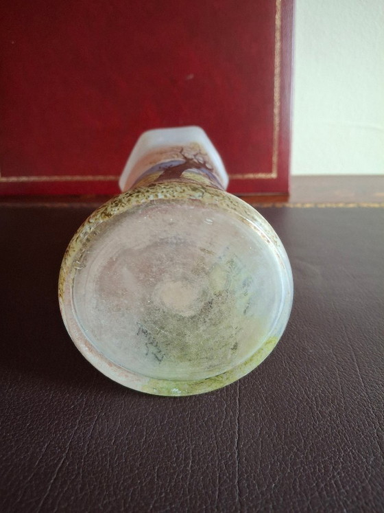 Image 1 of Jarrón de vidrio esmaltado firmado Legras, Art Nouveau, hacia 1900