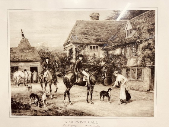 Print of an English hunting scene ''Morning call'' – Art, Glass, Paper (photo 3 of 5)