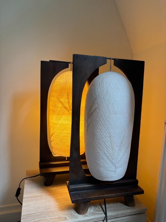 Image 1 of Antique Thai Handwoven Lamps
