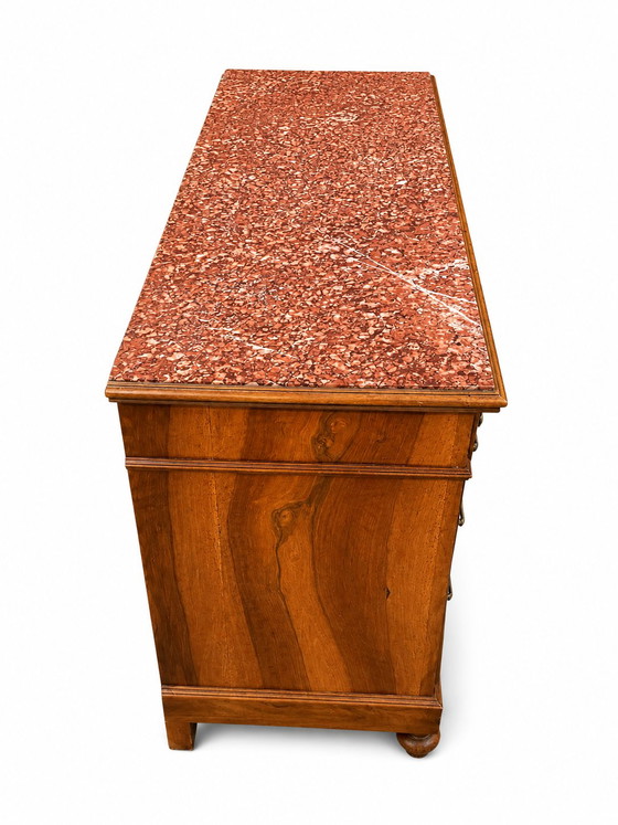 Commode Néo-Renaissance Henri II avec marbre rouge – Wood, Marble (photo 6 of 7)