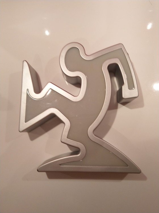 Image 1 of Keith Haring La Linea Lamp Osvaldo Cavandoli Argento In Confezione Originale