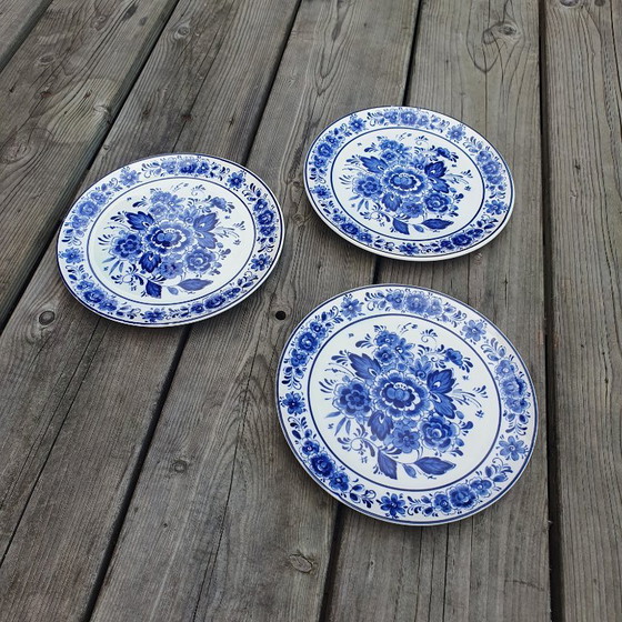 Image 1 of Echte Delfts Blauwe wandborden 3 stuks uit 1950
