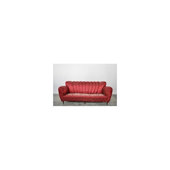 Image 1 of Mid-century Italian red and gold 3-seater sofa by Paolo Buffa, 1950s