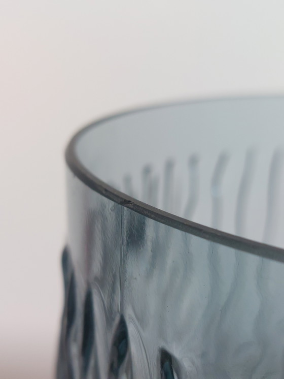 Image 1 of Grijsblauwe vintage persglazen vaas uit het midden van de vorige eeuw, jaren 70