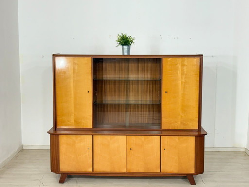 Prachtige vintage hoge kast / barkast / dressoir / vitrinekast
