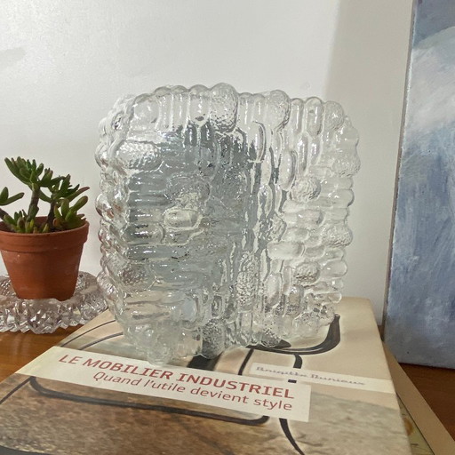 Square Wall Light Ceiling Lamp Transparent Glass Vintage Luminaire 1970 1980