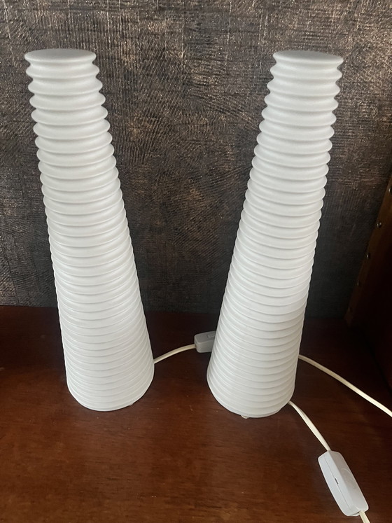 Image 1 of 2 vintage IKEA Bista lamps white porcelain