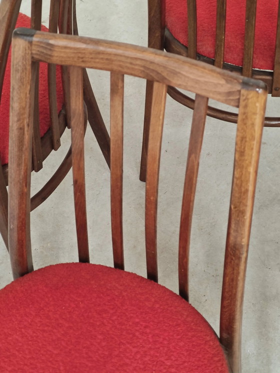 Juego de 4 sillas de comedor rojas de Antonin Suman para Interier Praha. – Wood, Mid Century Modern (photo 12 of 14)