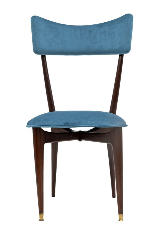 Image 1 of Ico & Luisa Parisi Rare Set of Six Mid-century Modern Velvet Dining Chairs, 50s