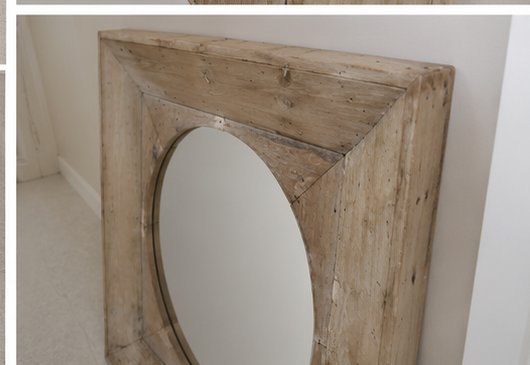 Unieke rustieke lijst met ronde spiegel 60 x 65 – Wood, Glass (photo 6 of 6)