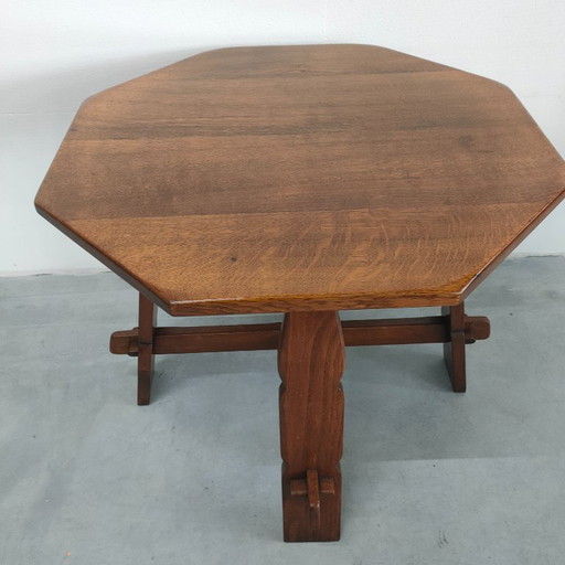 Vintage Brutalist (Stil) Achteckiger Couchtisch oder Beistelltisch aus Eiche