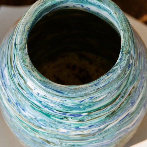 Image 1 of Unique handcrafted vase in turquoise mixed clay