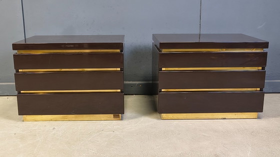 Image 1 of Vintage pair of bedside cabinets by Jean Claude Mahey, 1970s