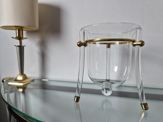 Image 1 of Portacandele vintage in stile Hollywood Regency, realizzato in Lucite/vetro.